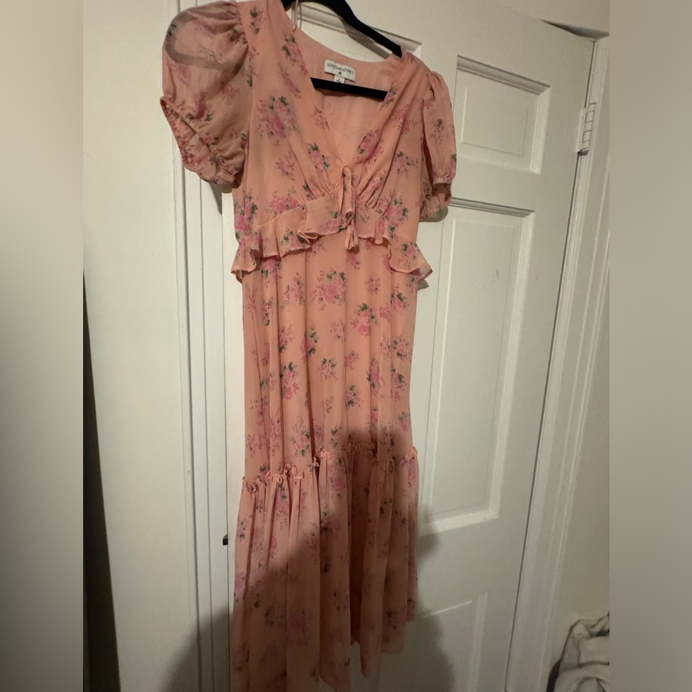 LoveShackFancy Peach Floral Gown